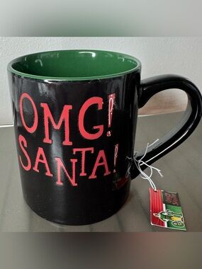 ELF movie Black Green 'OMG! SANTA!' Holiday Ceramic heat reveal Mug Christmas